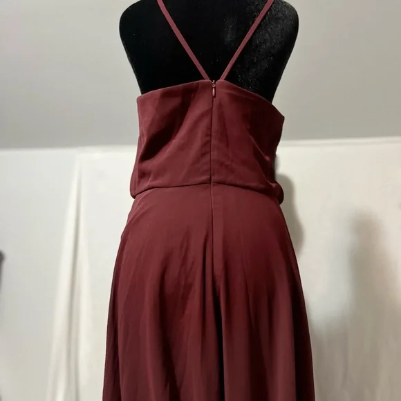 Elegant Maxi Chiffon Bridesmaid Dress Sleeveless Prom Evening Party Size S Wine - Picture 9 of 9